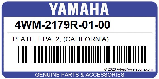 Yamaha 4WM-2179R-01-00 Plate, Epa, 2, (California)