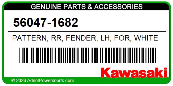 Kawasaki 56047-1682 Pattern, Rr, Fender, Lh, For, White