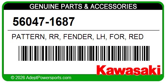 Kawasaki 56047-1687 Pattern, Rr, Fender, Lh, For, Red