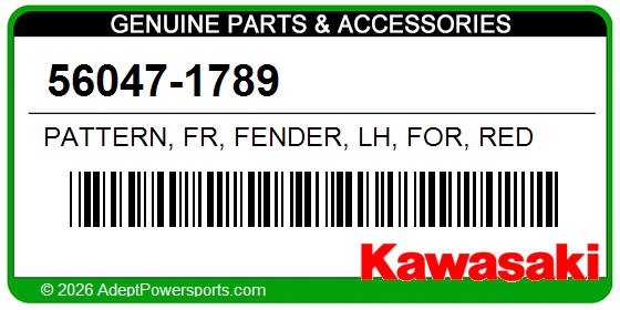 Kawasaki 56047-1789 Pattern, Fr, Fender, Lh, For, Red