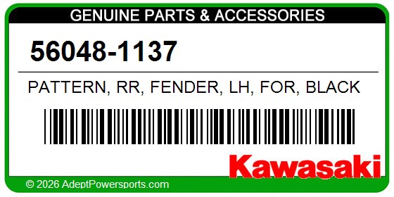 Kawasaki 56048-1137 Pattern, Rr, Fender, Lh, For, Black