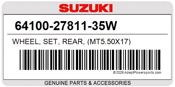 Suzuki 64100-27811-35W Wheel, Set, Rear, (Mt5.50X17)
