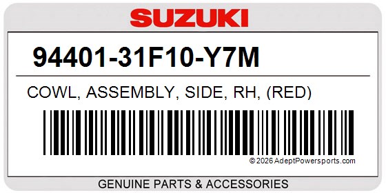 Suzuki 94401-31F10-Y7M Cowl, Assembly, Side, Rh, (Red)