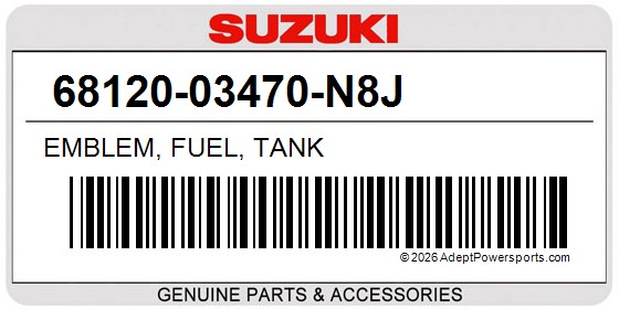 Suzuki 68120-03470-N8J Emblem, Fuel, Tank