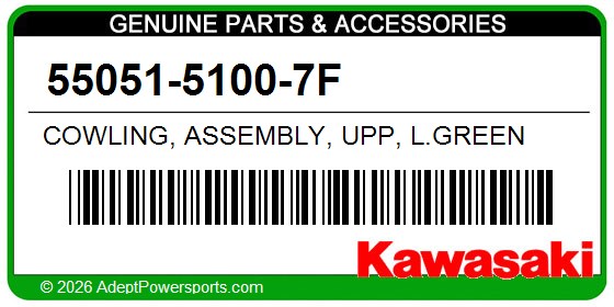 Kawasaki 55051-5100-7F Cowling, Assembly, Upp, L.Green
