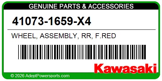 Kawasaki 41073-1659-X4 Wheel, Assembly, Rr, F.Red
