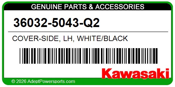 Kawasaki 36032-5043-Q2 Cover-Side, Lh, White/Black