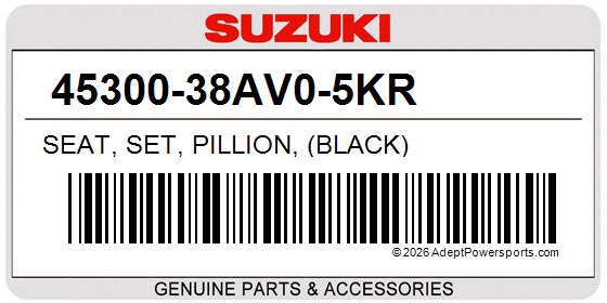 Suzuki 45300-38AV0-5KR Seat, Set, Pillion, (Black)