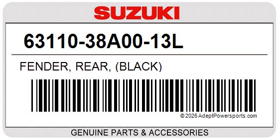 Suzuki 63110-38A00-13L Fender, Rear, (Black)