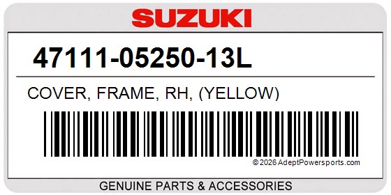 Suzuki 47111-05250-13L Cover, Frame, Rh, (Yellow)