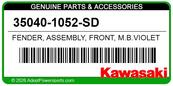 Kawasaki 35040-1052-SD Fender, Assembly, Front, M.B.Violet