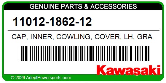 Kawasaki 11012-1862-12 Cap, Inner, Cowling, Cover, Lh, Gra