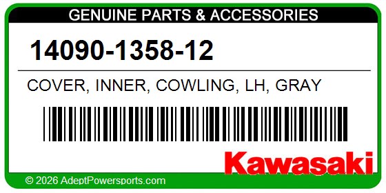 Kawasaki 14090-1358-12 Cover, Inner, Cowling, Lh, Gray