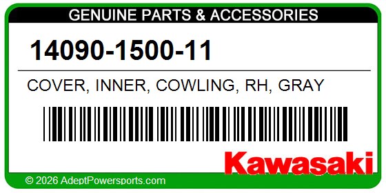Kawasaki 14090-1500-11 Cover, Inner, Cowling, Rh, Gray