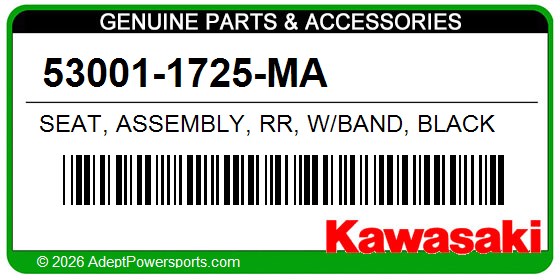 Kawasaki 53001-1725-MA Seat, Assembly, Rr, W/Band, Black