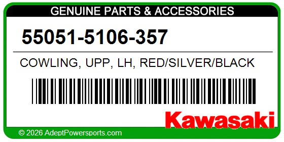 Kawasaki 55051-5106-357 Cowling, Upp, Lh, Red/Silver/Black
