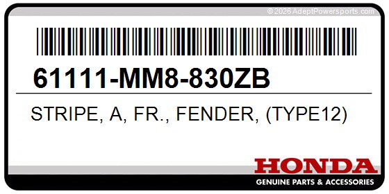 Honda 61111-MM8-830ZB Stripe, A, Fr., Fender, (Type12)