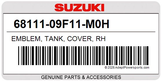 Suzuki 68111-09F11-M0H Emblem, Tank, Cover, Rh