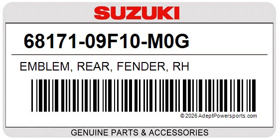 Suzuki 68171-09F10-M0G Emblem, Rear, Fender, Rh