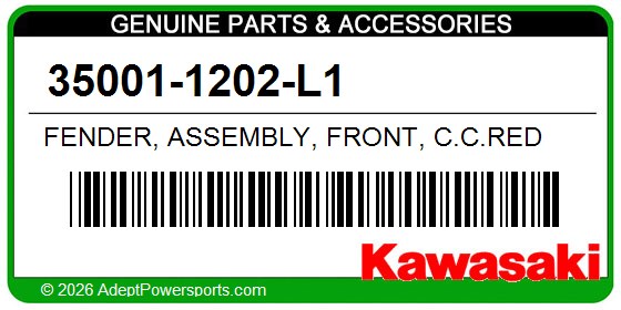 Kawasaki 35001-1202-L1 Fender, Assembly, Front, C.C.Red