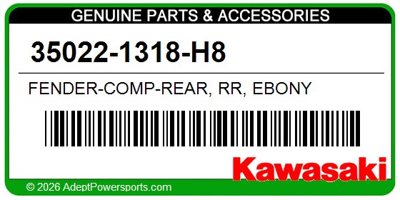 Kawasaki 35022-1318-H8 Fender-Comp-Rear, Rr, Ebony