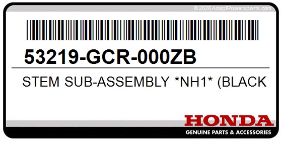 Honda 53219-GCR-000ZB Stem Sub-Assembly *Nh1* (Black)