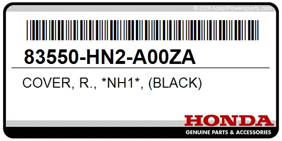 Honda 83550-HN2-A00ZA Cover, R., *Nh1*, (Black)