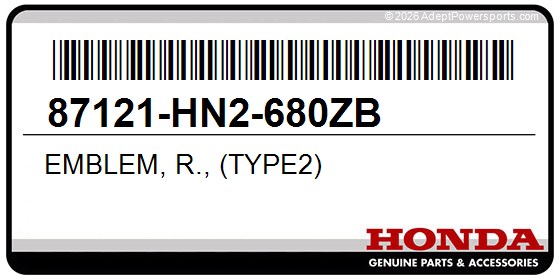 Honda 87121-HN2-680ZB Emblem, R., (Type2)