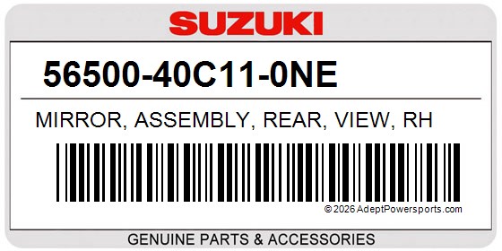 Suzuki 56500-40C11-0NE Mirror, Assembly, Rear, View, Rh