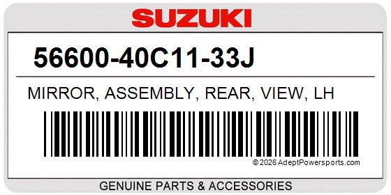 Suzuki 56600-40C11-33J Mirror, Assembly, Rear, View, Lh
