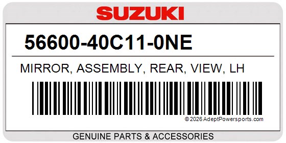 Suzuki 56600-40C11-0NE Mirror, Assembly, Rear, View, Lh