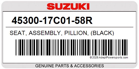Suzuki 45300-17C01-58R Seat, Assembly, Pillion, (Black)