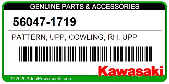 Kawasaki 56047-1719 Pattern, Upp, Cowling, Rh, Upp