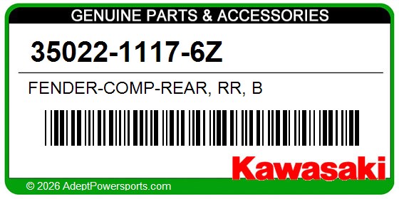 Kawasaki 35022-1117-6Z Fender-Comp-Rear, Rr, B
