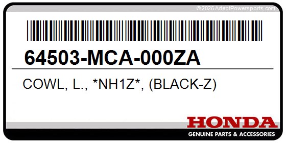 Honda 64503-MCA-000ZA Cowl, L., *Nh1z*, (Black-Z)