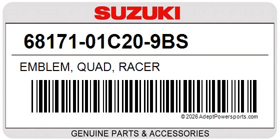 Suzuki 68171-01C20-9BS Emblem, Quad, Racer