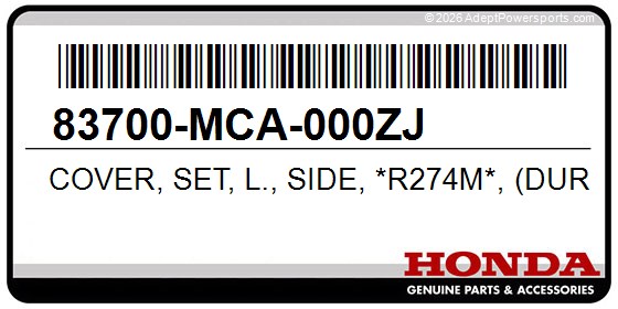 Honda 83700-MCA-000ZJ Cover, Set, L., Side, *R274m*, (Durango, Red, Metallic)
