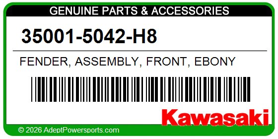 Kawasaki 35001-5042-H8 Fender, Assembly, Front, Ebony