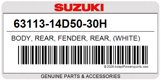 Suzuki 63113-14D50-30H Body, Rear, Fender, Rear, (White)