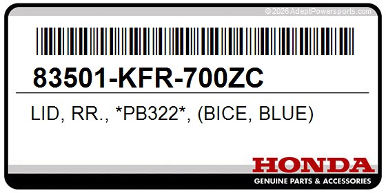 Honda 83501-KFR-700ZC Lid, Rr., *Pb322*, (Bice, Blue)