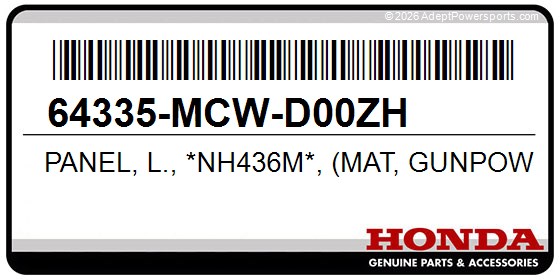 Honda 64335-MCW-D00ZH Panel, L., *Nh436m*, (Mat, Gunpowder, Black, Metallic)
