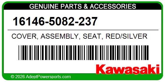 Kawasaki 16146-5082-237 Cover, Assembly, Seat, Red/Silver