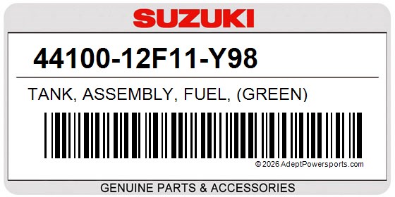 Suzuki 44100-12F11-Y98 Tank, Assembly, Fuel, (Green)