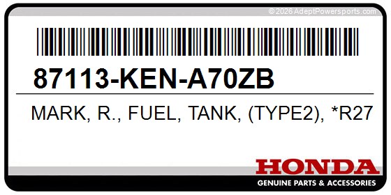 Honda 87113-KEN-A70ZB Mark, R., Fuel, Tank, (Type2), *R271*, (Red)