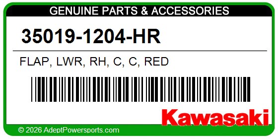 Kawasaki 35019-1204-HR Flap, Lwr, Rh, C, C, Red