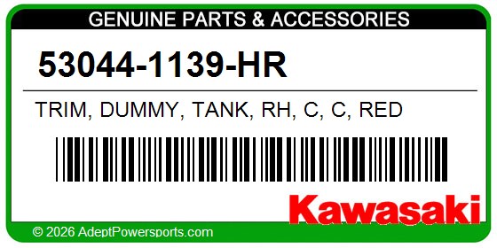Kawasaki 53044-1139-HR Trim, Dummy, Tank, Rh, C, C, Red