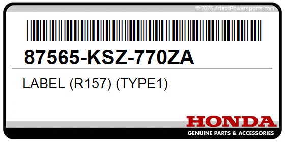 Honda 87565-KSZ-770ZA Label (R157) (Type1)