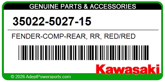 Kawasaki 35022-5027-15 Fender-Comp-Rear, Rr, Red/Red