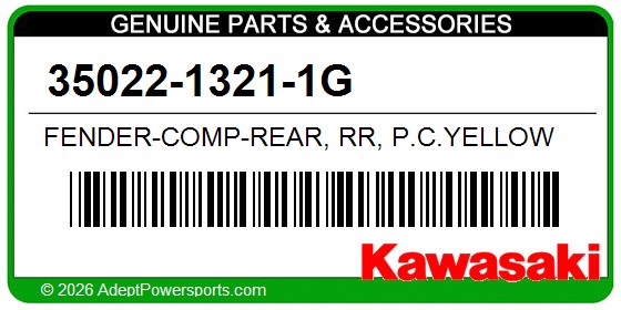 Kawasaki 35022-1321-1G Fender-Comp-Rear, Rr, P.C.Yellow
