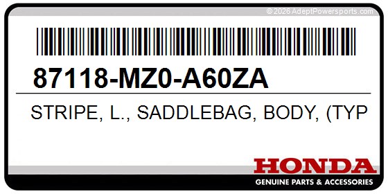 Honda 87118-MZ0-A60ZA Stripe, L., Saddlebag, Body, (Type11), *Nh1e*, (Black)
